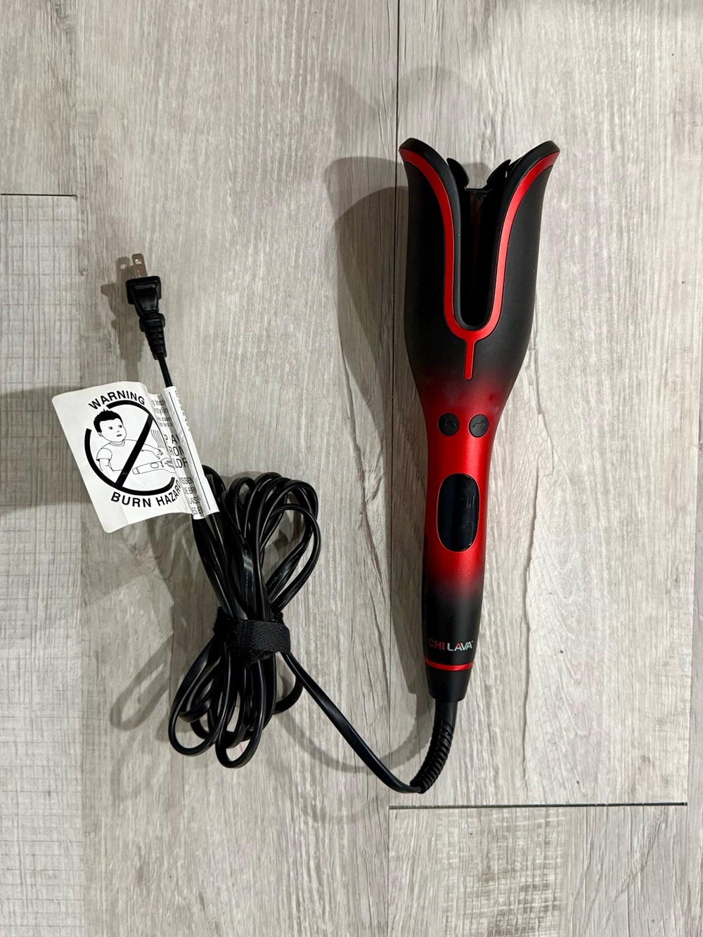 CHI Lava Ceramic Spin N Curl Automatic Curling Wand Red and Black 1.25” Barrel
